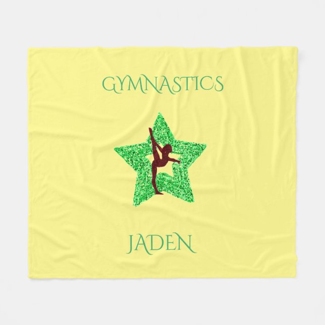Gymnastics personalised star fleece blanket. (Front (Horizontal))