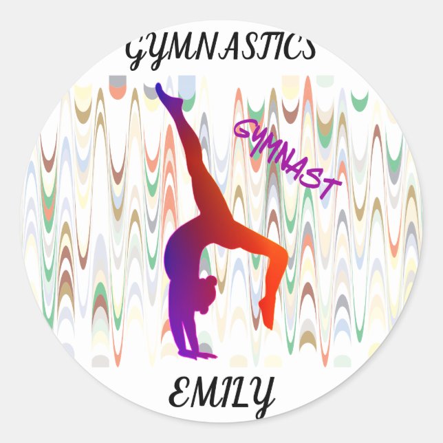 Gymnastics personalised stickers. classic round sticker (Front)