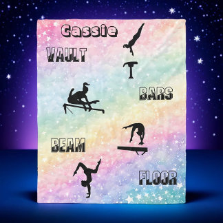 Gymnastics Personalised Vault, Bars, Beam & Floor Fleece Blanket