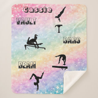 Gymnastics Personalised Vault, Bars, Beam & Floor Sherpa Blanket