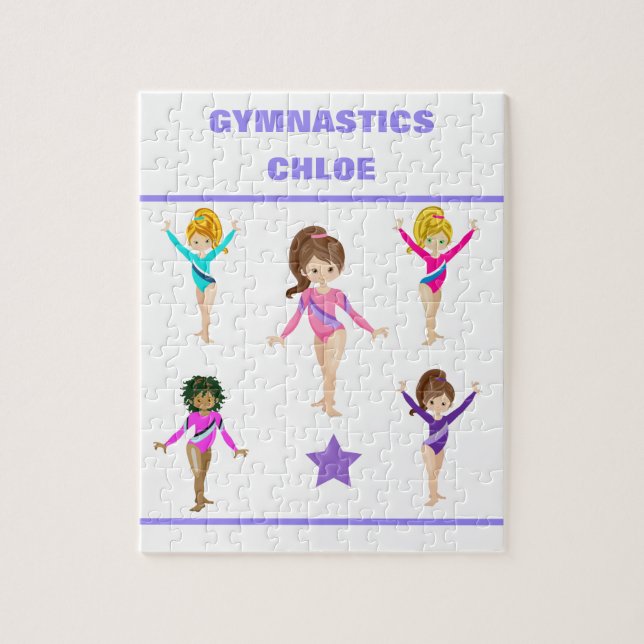 Gymnastics personalized gymnast girl's puzzle. jig jigsaw puzzle (Vertical)