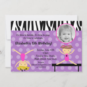 Gymnastics  Photo Birthday Invitations