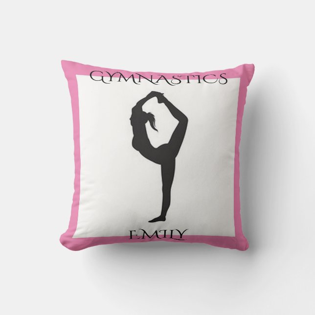 Gymnastics pillow with personalised name. (Front)