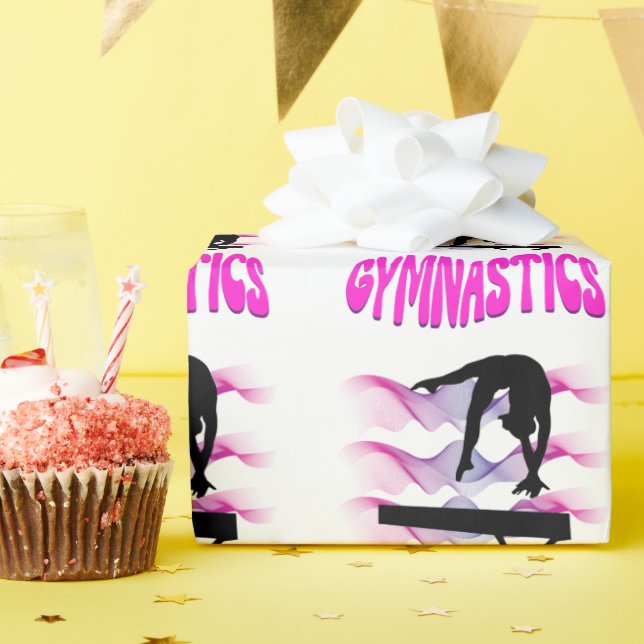 Gymnastics Pink and Purple Balance Beam Wrapping Paper (Birthday Party)