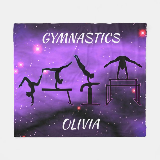 Gymnastics Pink and Purple Fleece Blanket (Front (Horizontal))