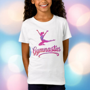 Gymnastics Pink Holographic Gymnast Silhouette T-Shirt