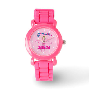 Gymnastics Pink hula hoop girl Custom name Watch
