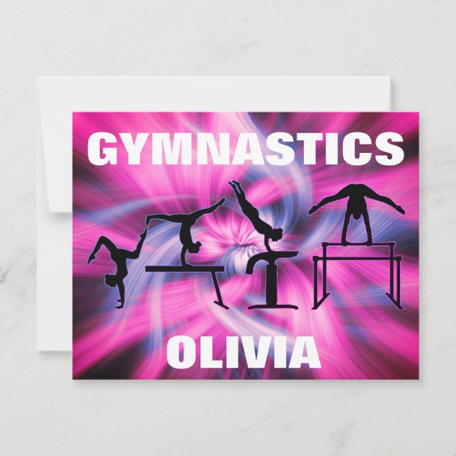 Gymnastics Pink & Purple Swirl Card (Front)