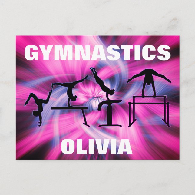 Gymnastics Pink & Purple Swirl Postcard (Front)