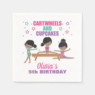 Gymnastics Pink Purple Turquoise Girl Birthday Nap Napkin
