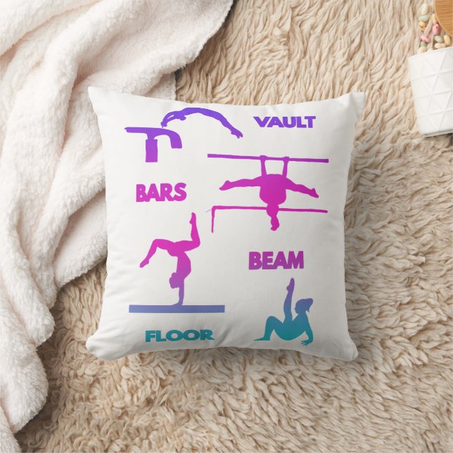 Gymnastics Pink Purple Turquoise Vault Bars Beam  Cushion (Blanket)