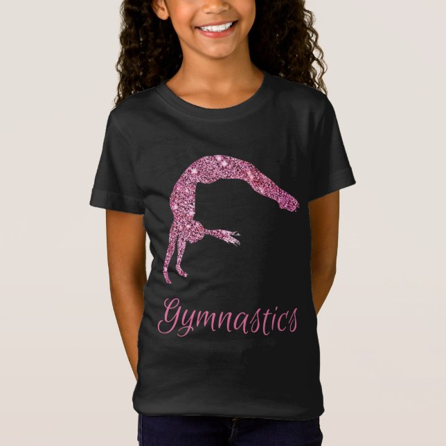 Gymnastics Pink Shimmer T-Shirt (Front)