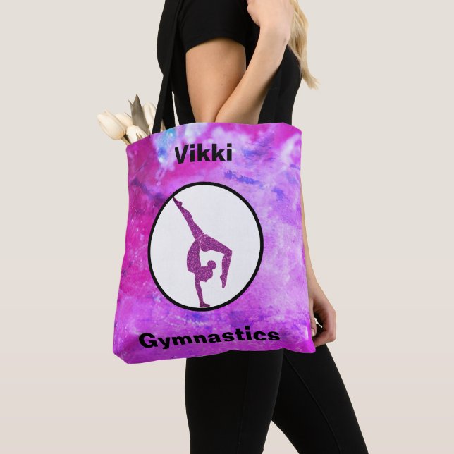 Gymnastics Pink Sparkle / Watercolor Tote Bag (Close Up)