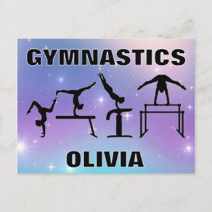 Gymnastics Postcard Purple Turquoise