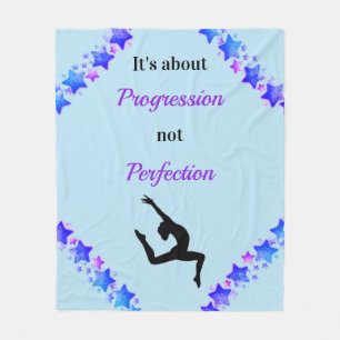 Gymnastics Progression not Perfection Motivational Fleece Blanket