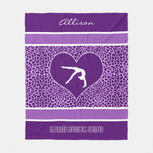 Gymnastics Purple Cheetah Print with Monogram Fleece Blanket