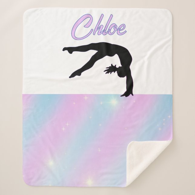 Gymnastics Purple Lilac and Baby Blue Pastel  Sherpa Blanket (Front)