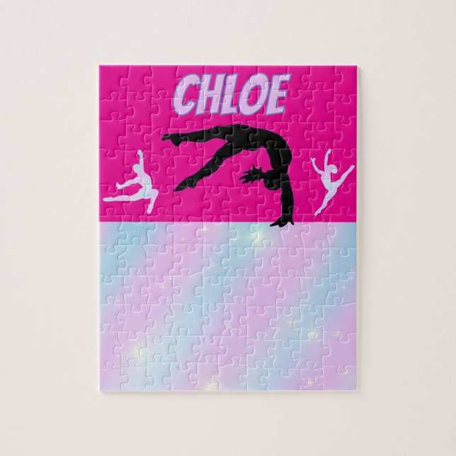 Gymnastics Purple Lilac Hot Pink Baby Blue Pastel  Jigsaw Puzzle (Vertical)