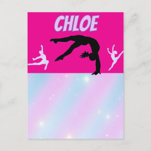 Gymnastics Purple Lilac Hot Pink Baby Blue Pastel  Postcard