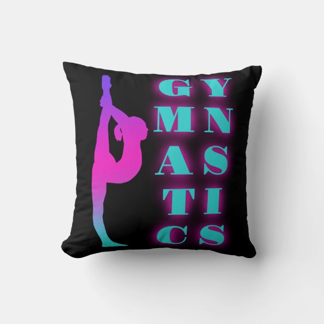 Gymnastics Purple Pink Turquoise Ombre Cushion (Front)