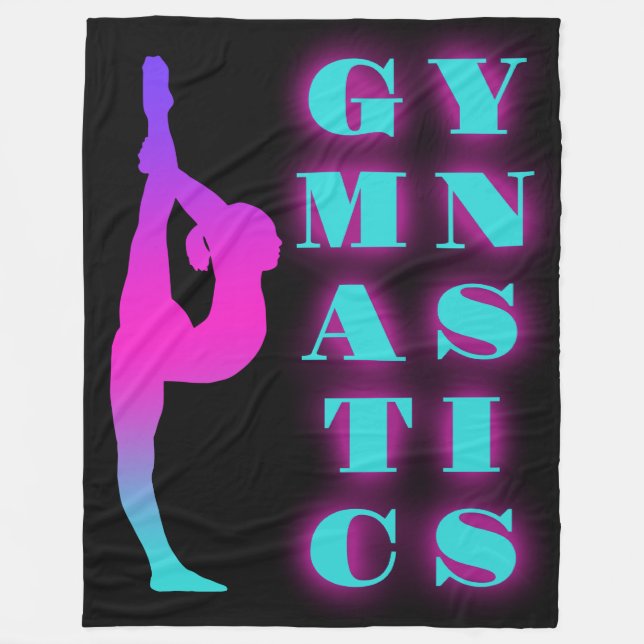 Gymnastics Purple Pink Turquoise Ombre Fleece Blanket (Front)