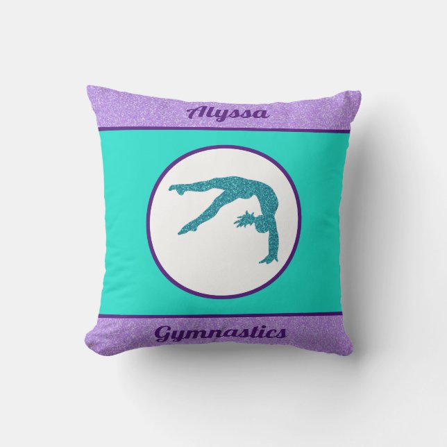 Gymnastics Purple / Turquoise Cushion (Front)