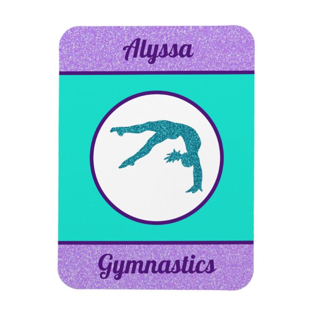Gymnastics Purple / Turquoise Magnet (Vertical)