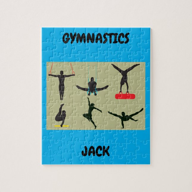 "GYMNASTICS puzzle for boys with personalised name (Vertical)
