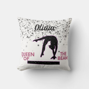 Gymnastics Queen of the Beam Silver Stars  Cushion