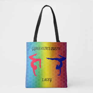 "GYMNASTICS QUEEN" TOTE BAG, PERSONALIZED NAME.