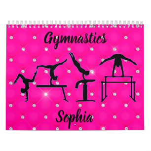 Gymnastics Quilted Hot Pink Faux Rhinestone   Calendar