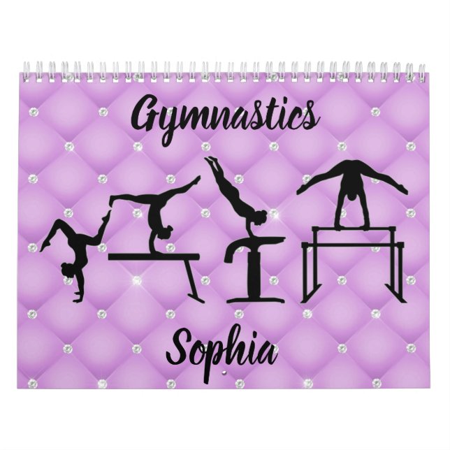 Gymnastics Quilted Lilac Purple Faux Rhinestone Calendar (Cover)