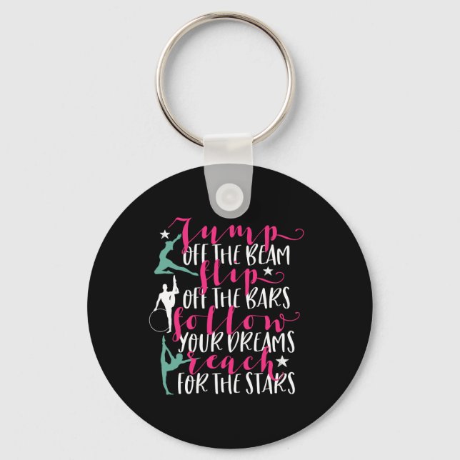 Gymnastics Quote Girl Gymnast Flip Off The Bar Key Ring (Front)