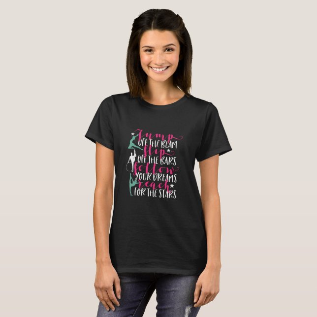 Gymnastics Quote Girl Gymnast Flip Off The Bar T-Shirt (Front Full)