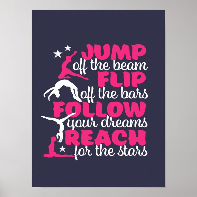 Gymnastics Quote Girl Gymnast Jump Off The Beam Poster (Front)