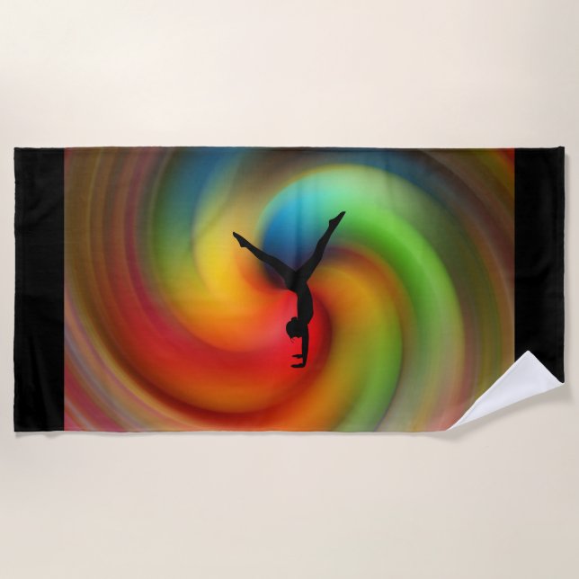 Gymnastics rainbow beach towel. beach towel (Front)