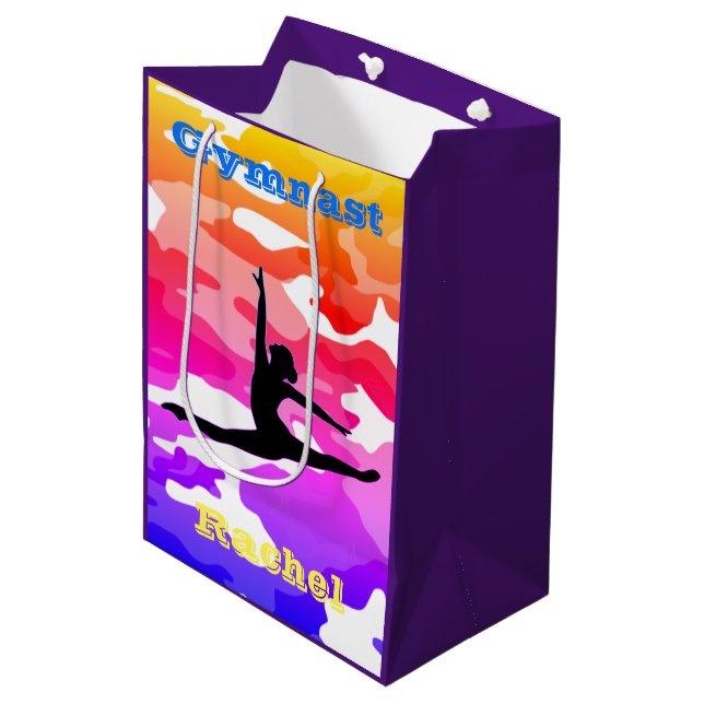 Gymnastics Rainbow Camo Gymnast Gift Bag (Front Angled)