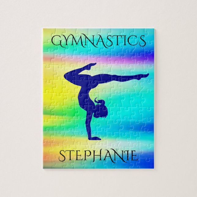 Gymnastics rainbow gymnast puzzle. Personalised. Jigsaw Puzzle (Vertical)