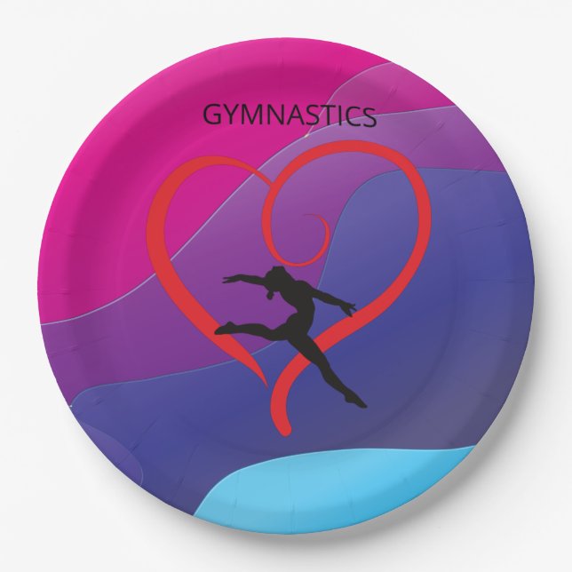 Gymnastics rainbow party paper plates. paper plate (Front)