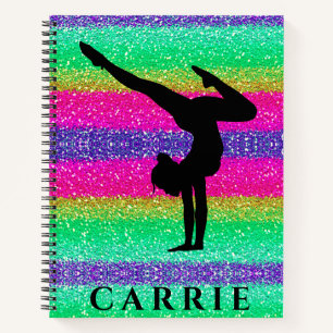 Gymnastics Rainbow Sparkle Spiral Notebook
