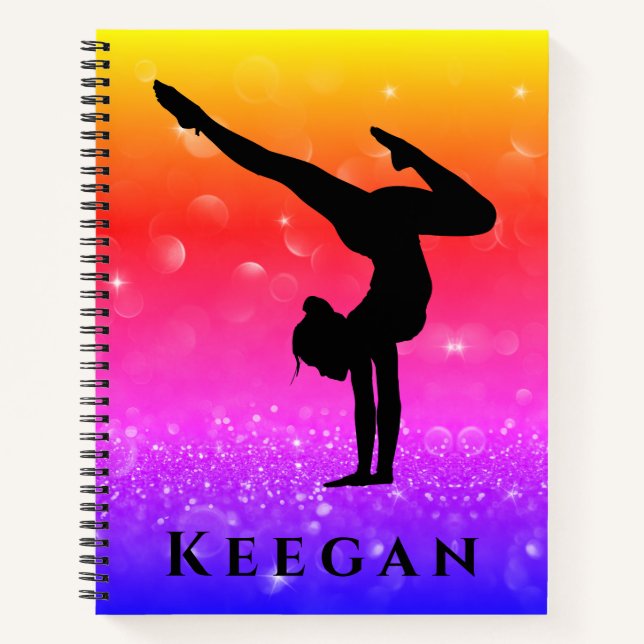 Gymnastics Rainbow Sparkle Spiral Notebook (Front)