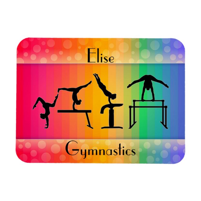 Gymnastics Rainbow w/ Girls Gymnastics Events Magnet (Horizontal)
