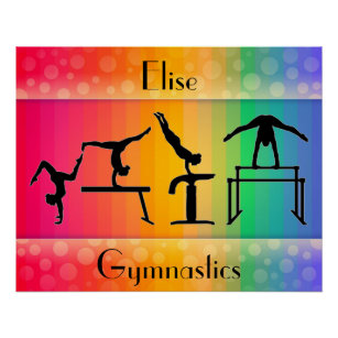 Gymnastics Rainbow w/ Girls Gymnastics Events  Poster