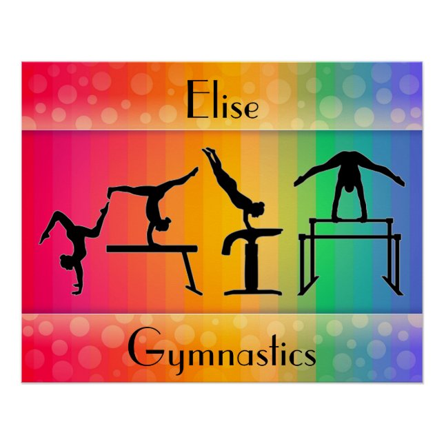 Gymnastics Rainbow w/ Girls Gymnastics Events  Poster (Front)