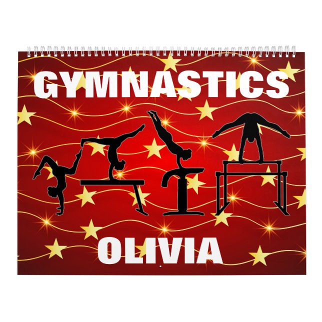 Gymnastics Red / Gold Stars Calendar (Cover)