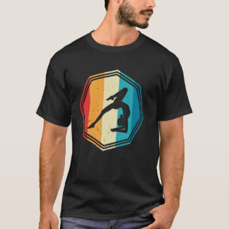 Gymnastics Retro Sunset Silhouette Gymnast T-Shirt