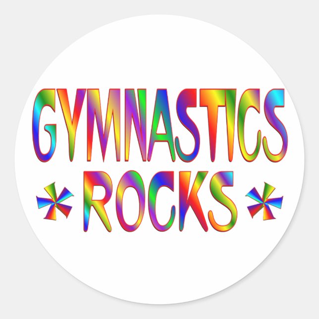 GYMNASTICS ROCKS CLASSIC ROUND STICKER (Front)
