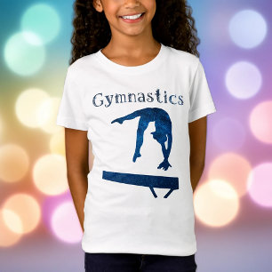 Gymnastics Royal Blue Balance Beam Vine Font T-Shirt