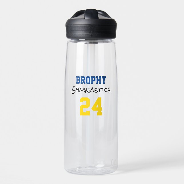 Gymnastics SCHOOL Colours YEAR Sports Team Spirit  Water Bottle (Front)