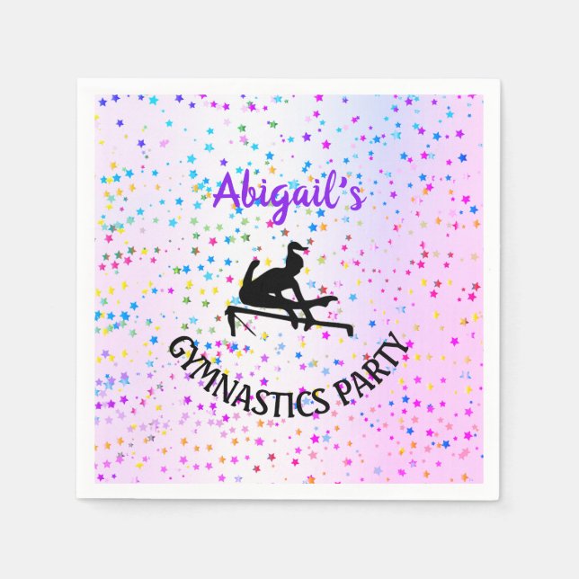 Gymnastics Shades of Colour and Stars All Over Napkin (Front)
